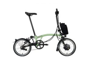 Brompton Velo Pliant Electrique 16 Electric C Line Explore 6 Speed High Bar Extended Seatpost 2023 matcha green 1.jpg