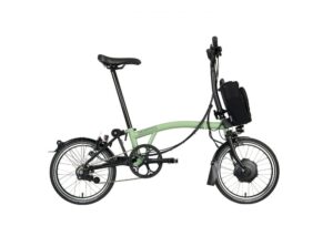 Brompton Velo Pliant Electrique 16 Electric C Line Explore 6 Speed Mid Bar Standard Seatpost 2023 matcha green 1.jpg