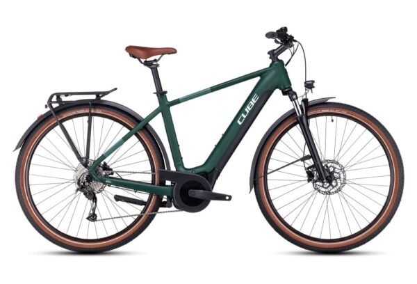 VTC Électrique Cube Touring Hybrid One 500 Shimano Alivio 9V 500 Wh 700 mm Vert Dark 2023