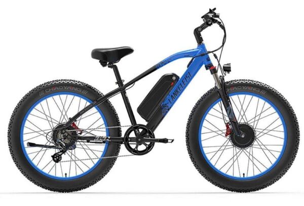 VTT électrique Lankeleisi MG740 PLUS 1000Wx2 26″ Fat Bike Dual Motor EMTB Bleu