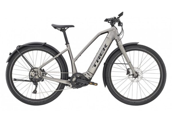 Vélo de Ville Electrique 2023 Trek Allant+ 8 Stagger Bosch 625WH Shimano Deore M6000 10V Matte Gunmetal