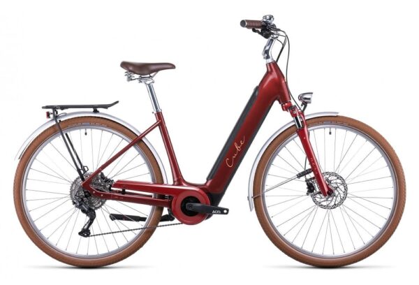 Vélo de Ville Électrique Cube Ella Ride Hybrid 500 Easy Entry Shimano Deore 10V 500 Wh 700 mm Rouge 2022