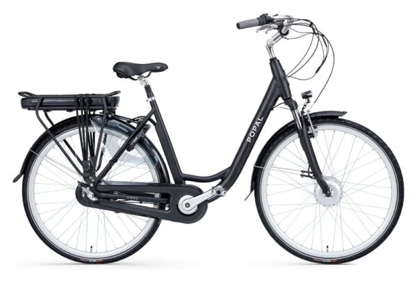 Vélo de ville électrique Popal Sway – Moteur roue avant – 50 cm – Noir – 470Wh